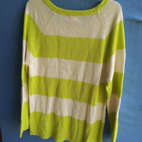 Joe Fresh Women's Size XL Green Ivory Striped Sweater B Tote - Picture 6 of 6